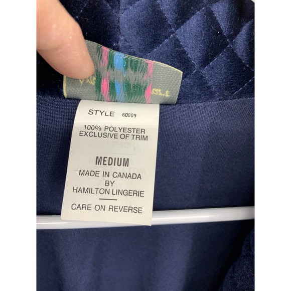 Amanda Stewart Intimates Navy Blue Fleece Robe Size M - Picture 4 of 6